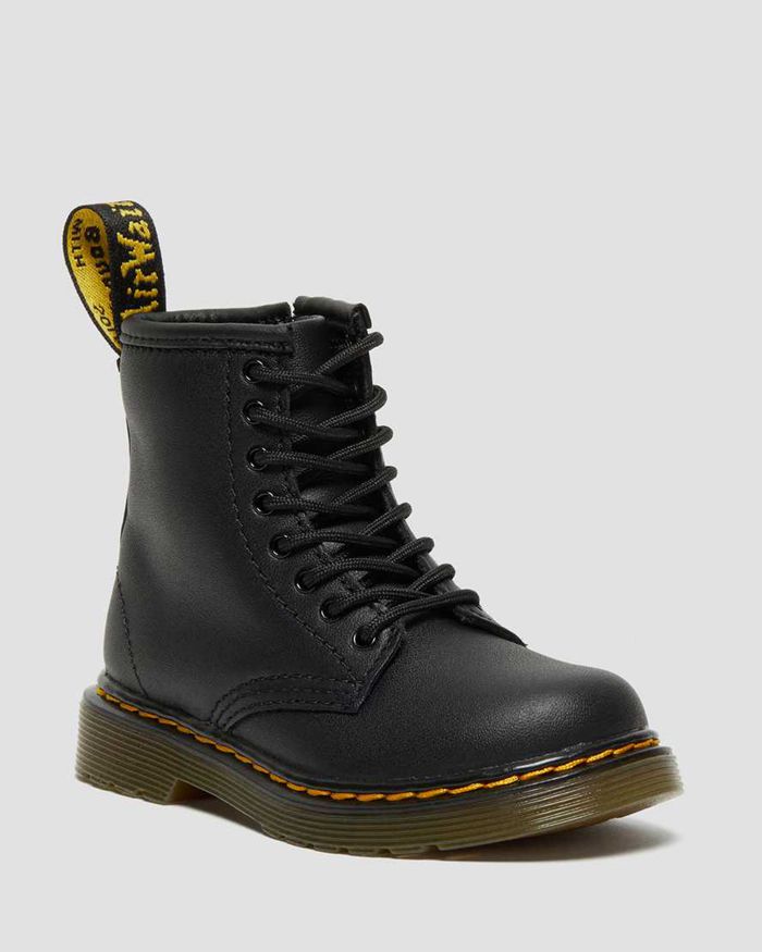 Dr Martens Kids Toddler 1460 Softy T Leather Lace Up Boots Black - 83091MNHK